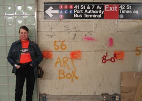 Toby Buonagurio installs artwork in times square subway